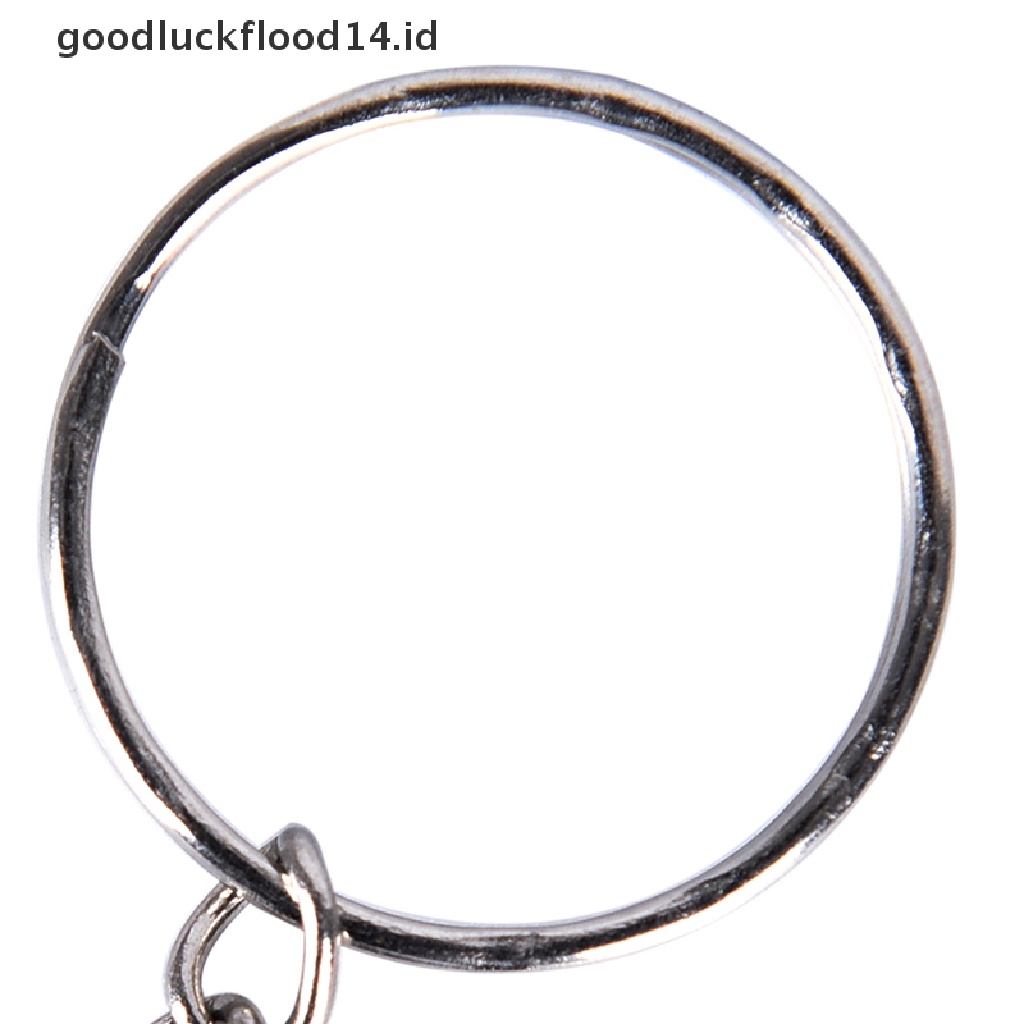 [OOID] Polished Stainless Silver Keyring Keychain Split Ring Short Chain DIY Jewelry ID