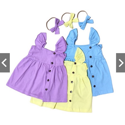 DRESS CANTIKA AMANDA BUTTON ANAK CEWEK | DRESS RUFFLE BUTTON ANAK PEREMPUAN USIA 1-5 TAHUN