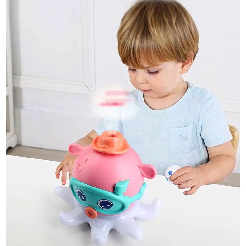 Mainan Anak OCTOPUS BALL BLOWING Mainan Gurita tiup Bola Suara Lampu