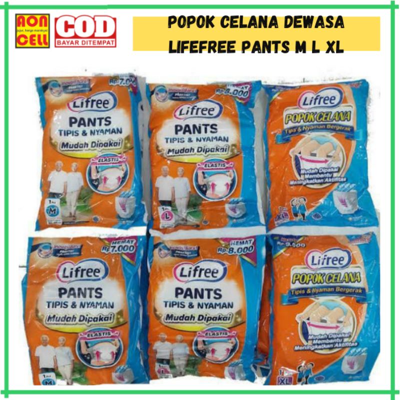 popok dewasa lifefree pants popok celana dewasa orang tua M L XL sachet renceng satuan 1 pcs