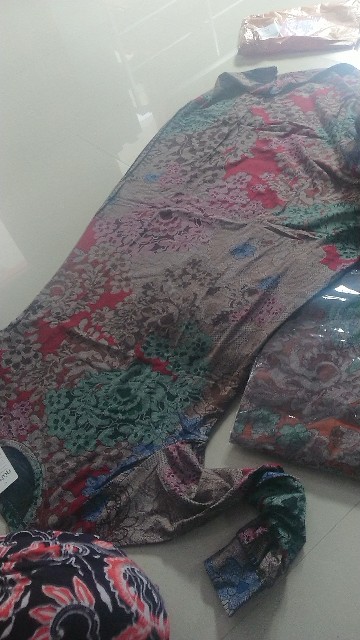 Venya Maxy Gamis Motif Batik Bahan Calvin Jeans Melar Adem Allsize Ld 105 Panjang 136-140 No Busui