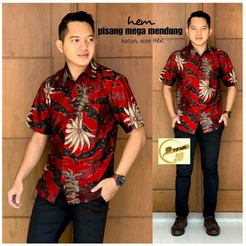 HEM batik atasan batik cowok lengan pendek motif terbaru