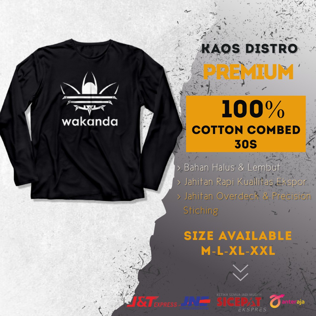 BAJU KAOS T SHIRT LENGAN PANJANG DISTRO PRIA DEWASA PREMIUM WAKANDA ADIDAS