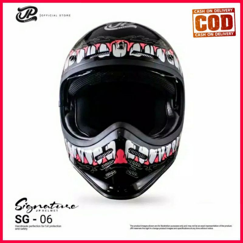 Helm Cakil JP Retro Signature SGN 06 Venom Black & Venom Cream ( Klasik / Bogo )