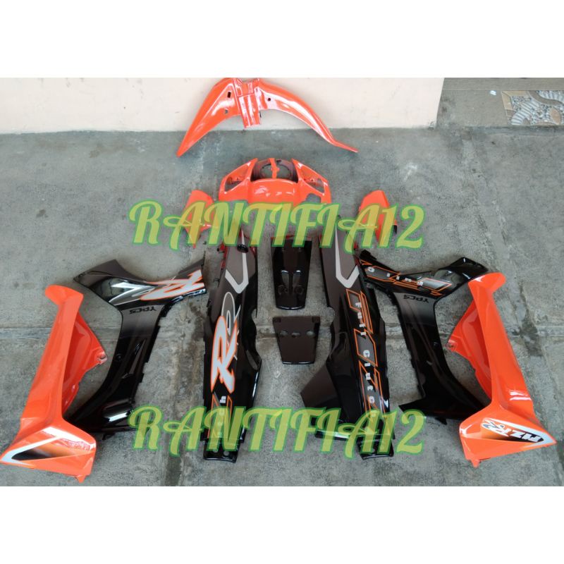 cover bodi fizr full set halus bodi motor Yamaha Fizr full cluct orange hitam 2001 HITAM ORANGE