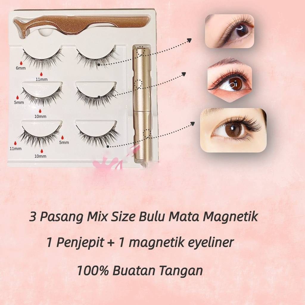 COCO Bulu Mata Magnetik Natural False Eyelashes Bulu Mata Eyelash Magnet Tanpa Lem Eyelash Extension Bulu Mata Palsu Natural Penjepit Bulu Mata Magnetic