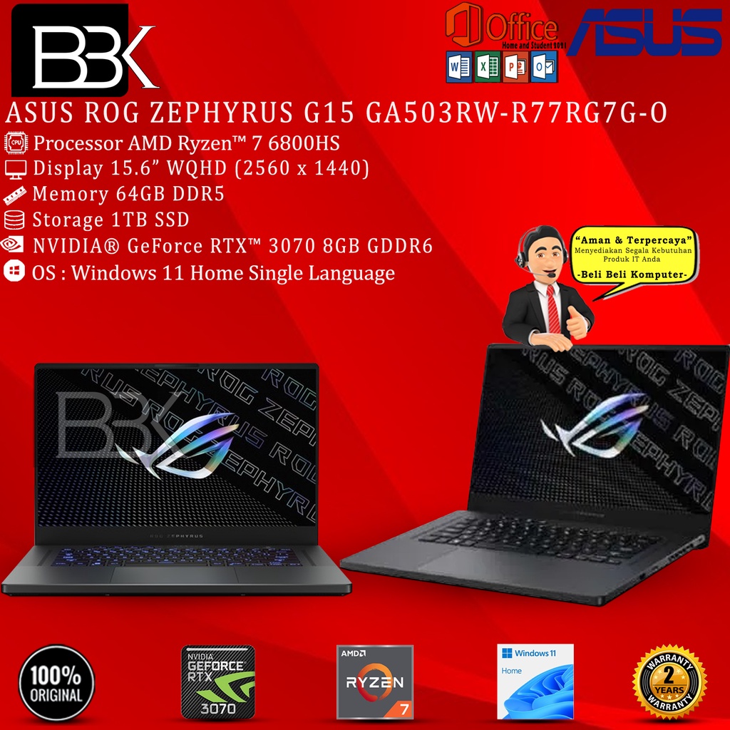 ASUS ROG ZEPHYRUS G15 GA503RW-R77RG7G-O R7-6800HS 64GB 1TB RTX3070Ti