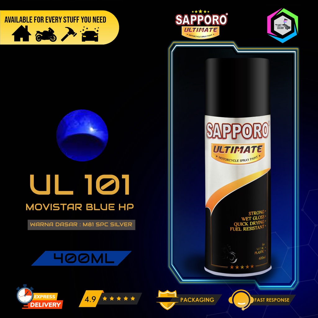 SAPPORO ULTIMATE Metallic Colour Cat Semprot UL101 MOVISTAR BLUE HP