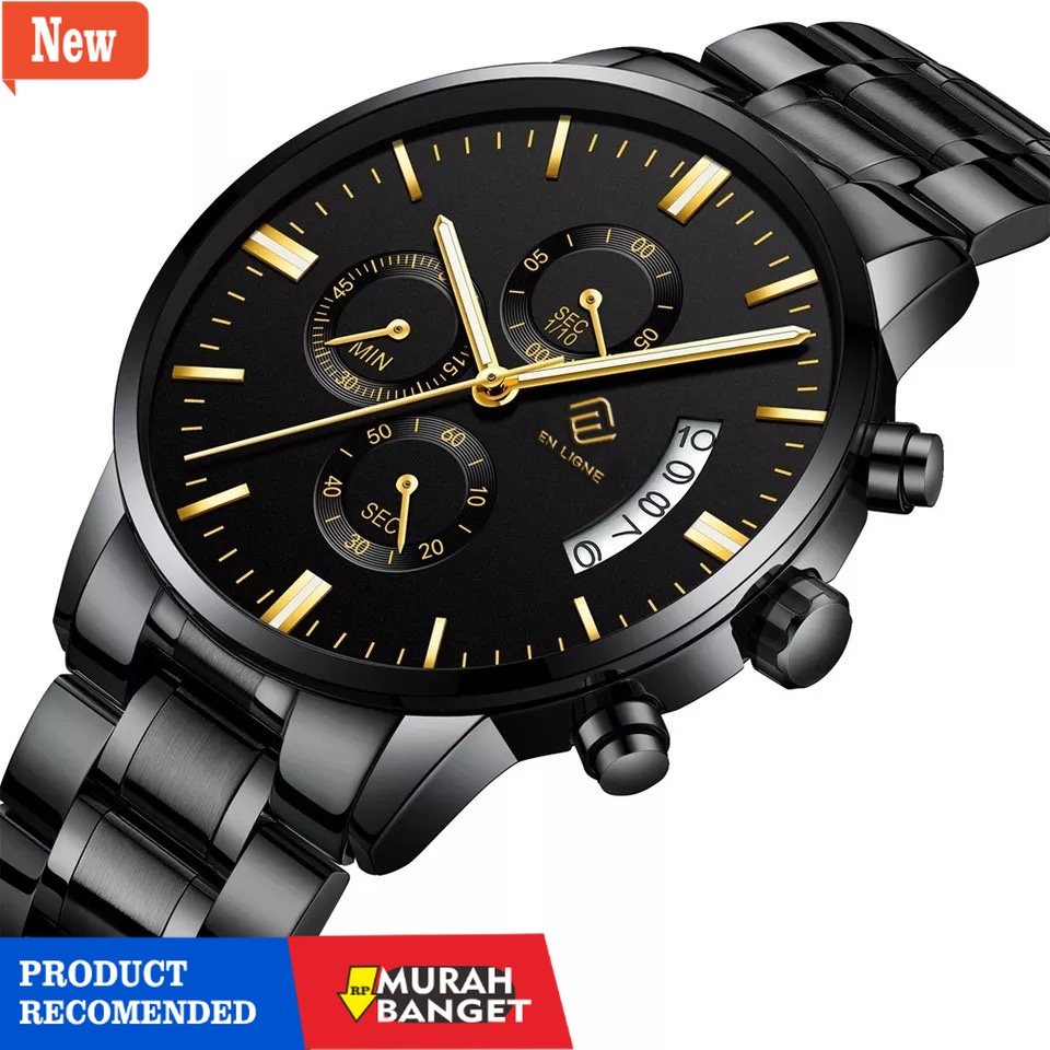 Jam analog pria terbaik- EN LIGNE  - Jam Tangan Pria  EL9007CN - Jam Tangan Pria Anti air - Jam Tang
