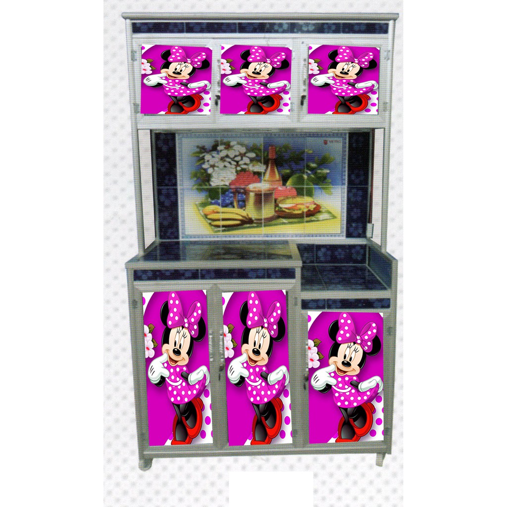 Rak Piring 3 Pintu Warna Full Stiker Hello Kitty Super Alumunium