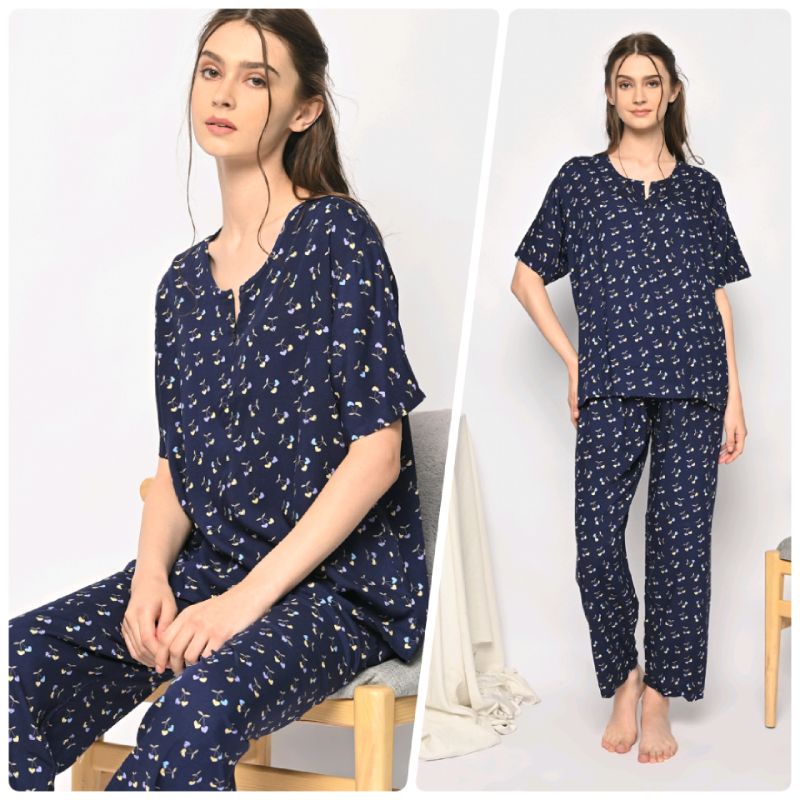 ONE SET PIYAMA RAYON-CPJ SLTG CHERY NAVY