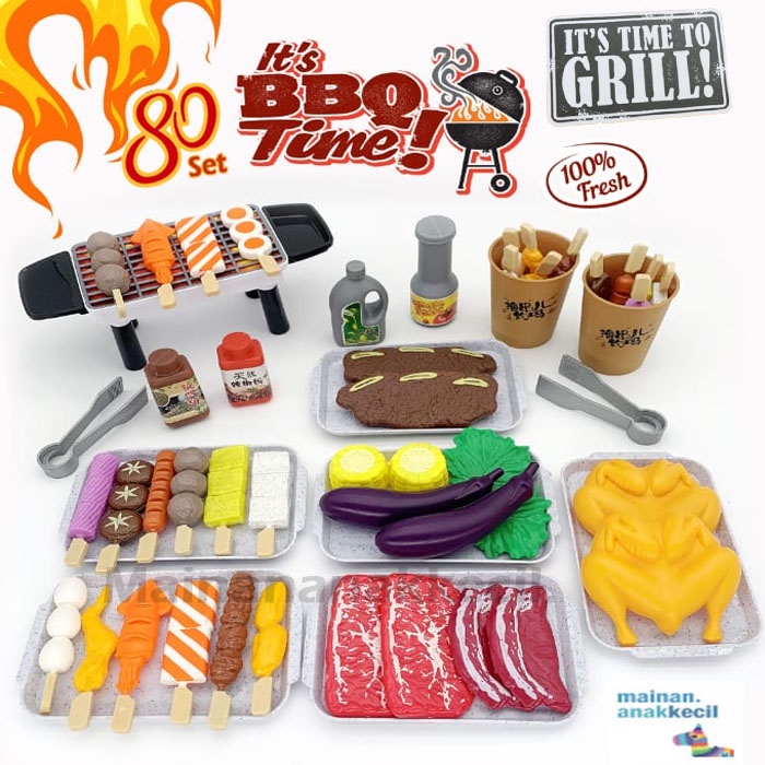 Mainan anak masak masak BBQ TIME ISI 80 SET