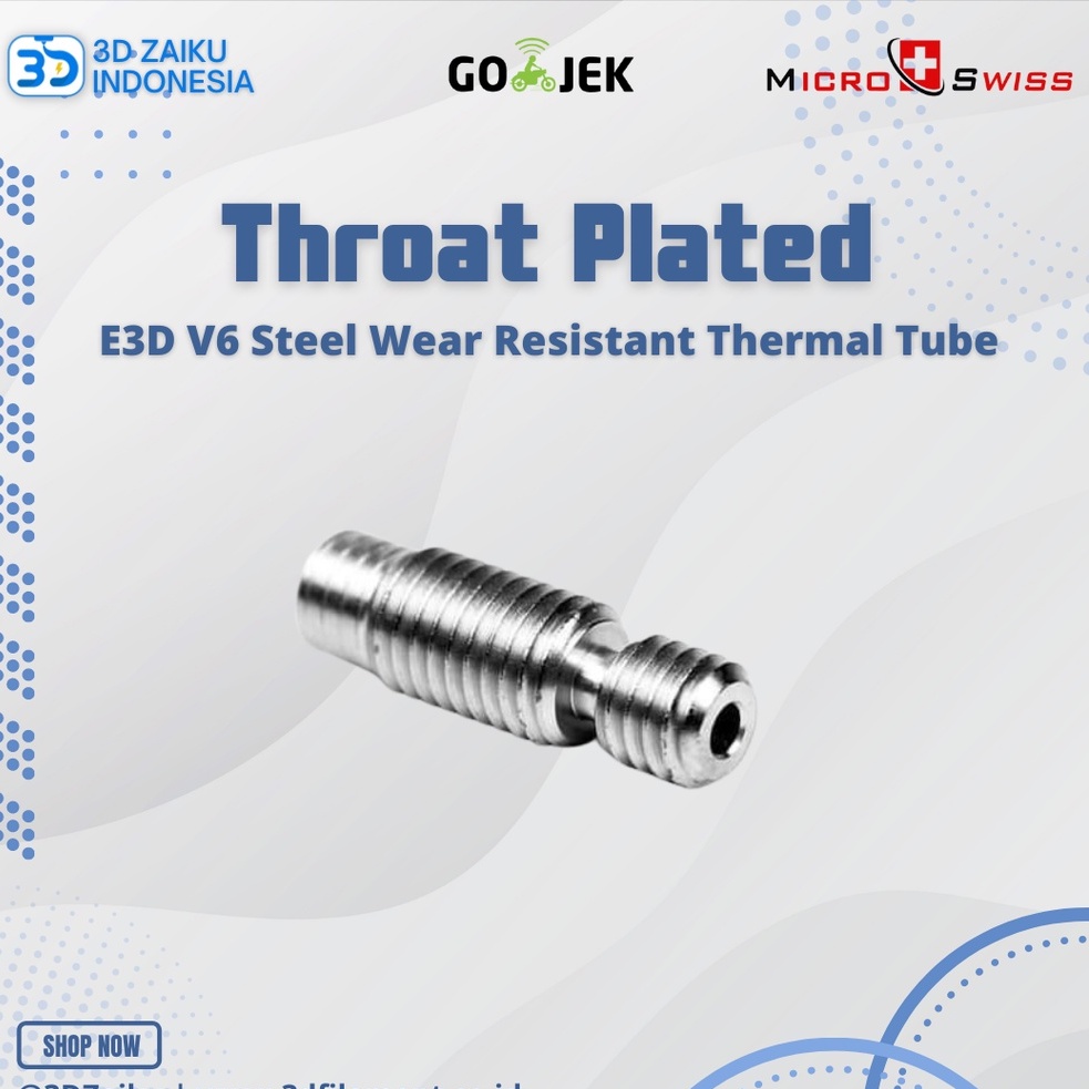 Micro Swiss E3D V6 Throat Plated Steel Wear Resistant Thermal Tube