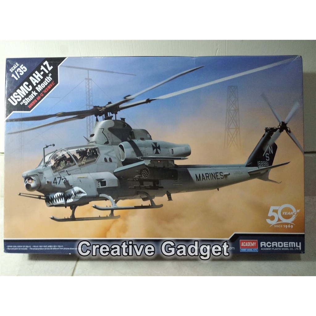 Bell AH-1Z Viper - USMC Zulu Cobra Attack Helicopter  - Shark Mouth - Model kit Academy 1/35 - With 