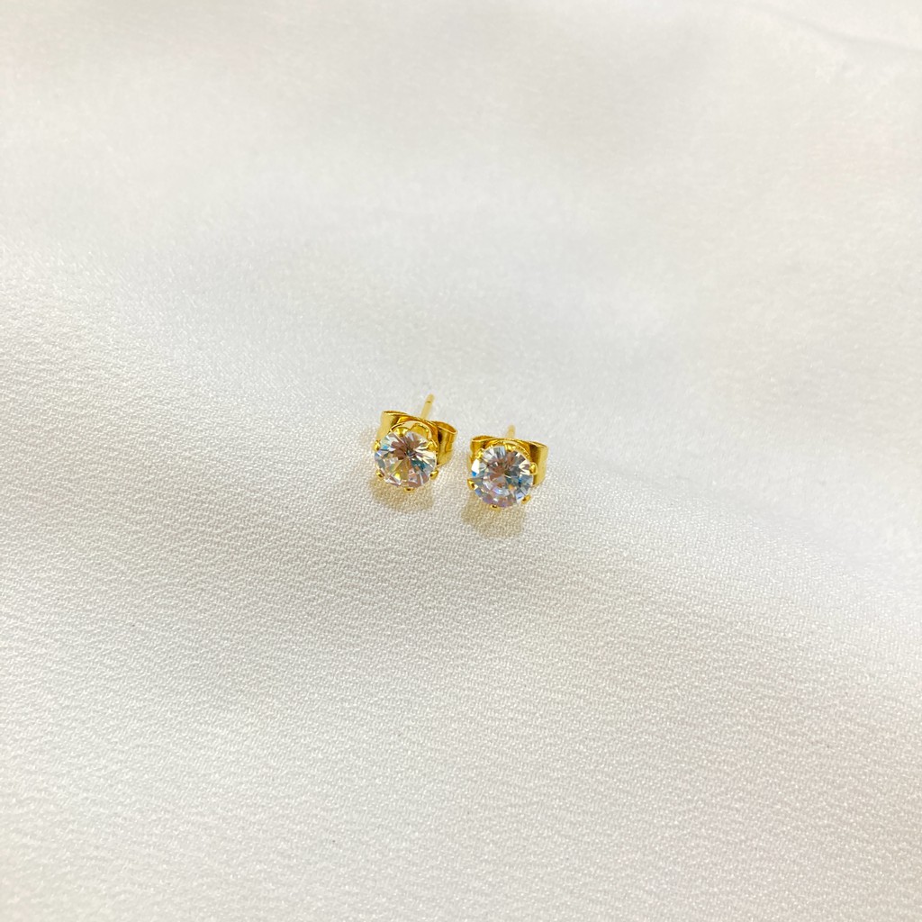 Anting Tusuk Wanita Mata Satu Titanium Anti Karat Korean Style Simple