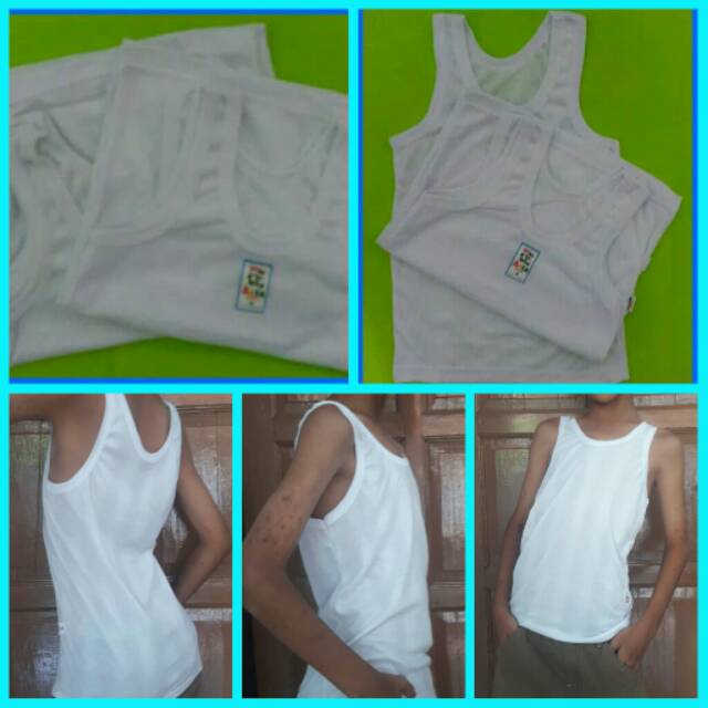 Singlet Anak ASTA Kids Salur Putih Polos