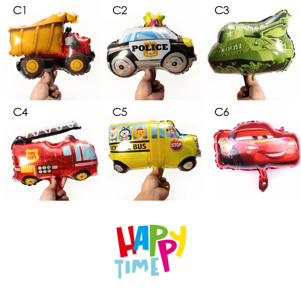 BALON FOIL MINI MOBIL POLISI CARS BUS TANK BALON FOIL TRUK FOIL MURAH