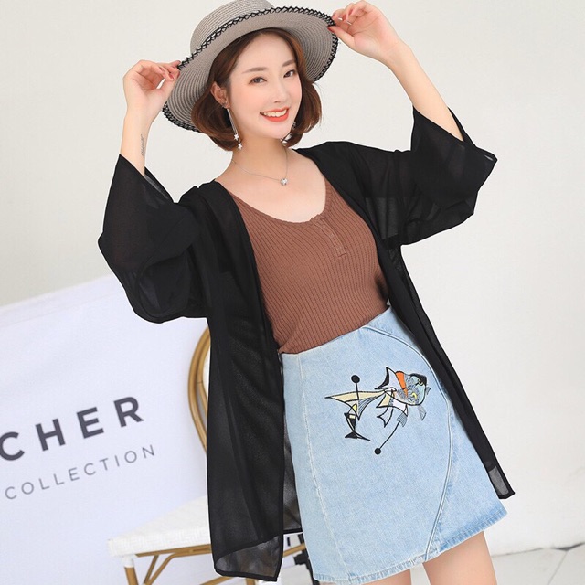CARDIGAN PLAIN KOREA LUARAN SIFON TRANSPARAN OUTER POLOS CHIFFON