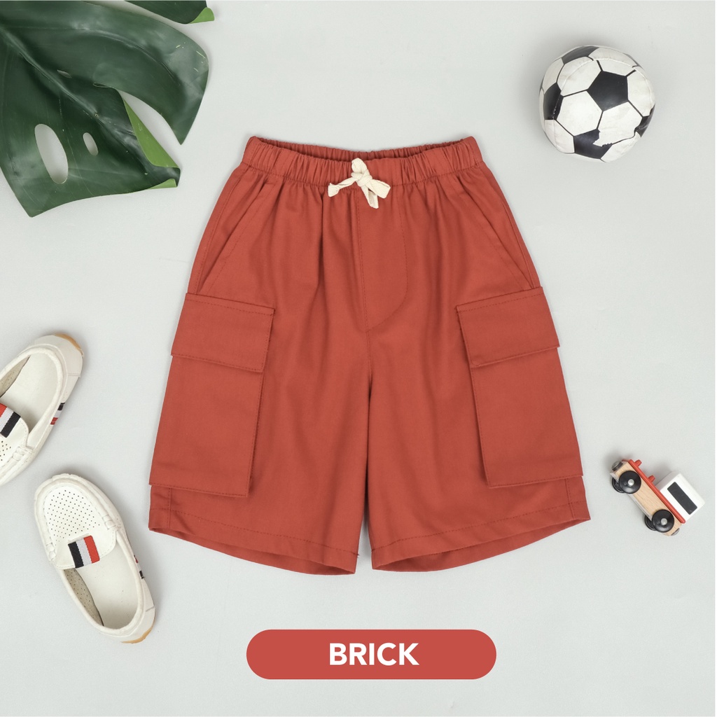 Mooi Celana Pendek Cargo Anak Short Cargo Pants-RED BRICK