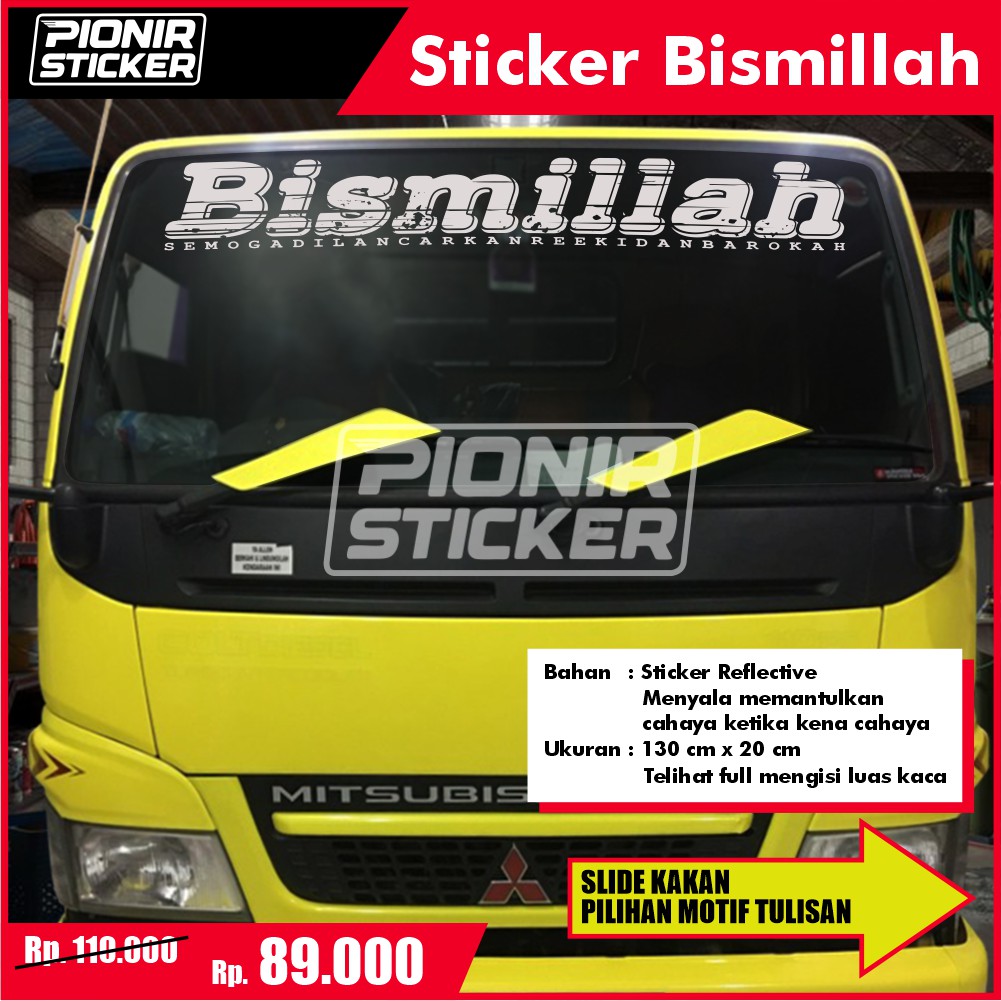 Stiker Bismillah Kaca Truk cutting sticker truck mitsubishi canter isuzu giga