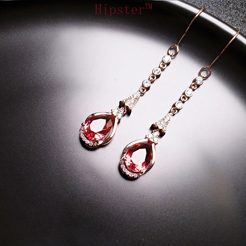 Hot Sale Light Luxury Colored Gems Micro Inlaid with Diamond Crystal Ear Hook