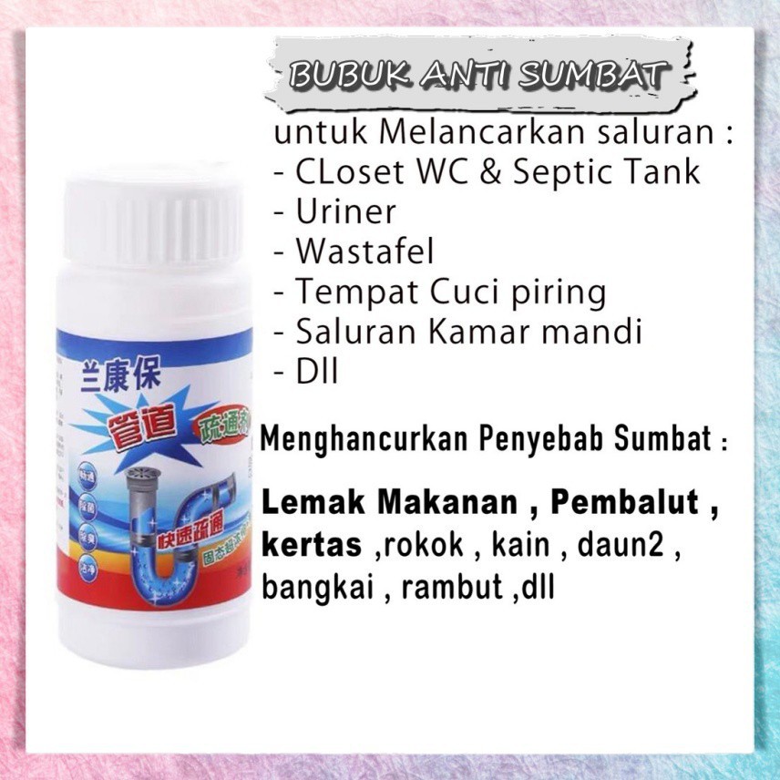 Serbuk Anti Mampet Melancarkan Saluran Air / WC / Pipa / Wastafel Tersumbat