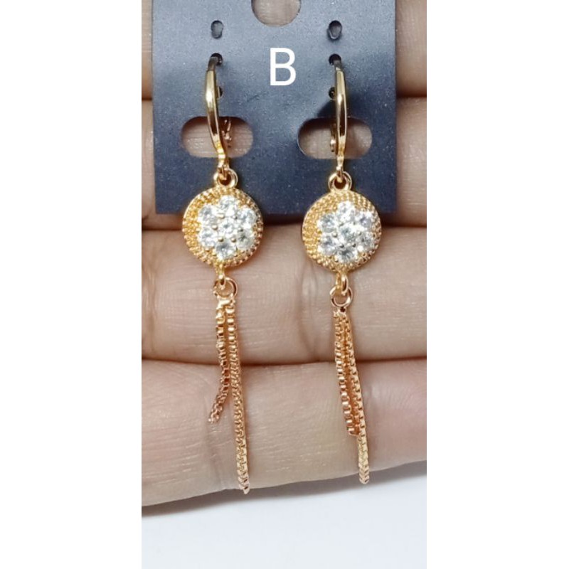 K21. Anting xuping wanita lapis emas dgn mata zircon