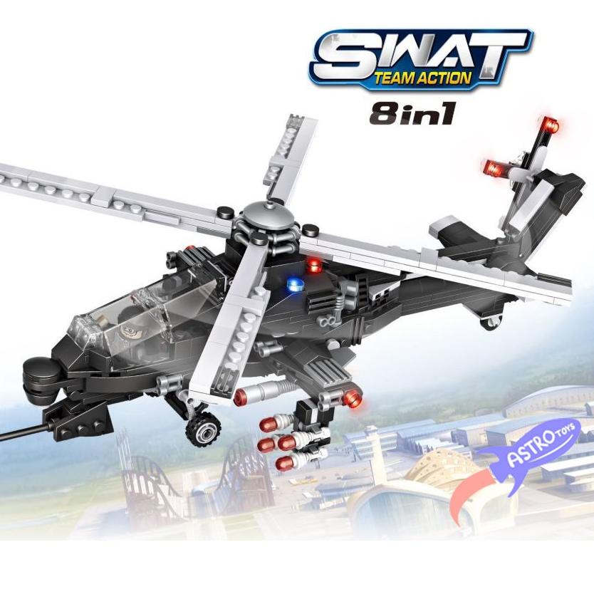 [KODE WYG79] Mainan Lego SWAT City Police Kendaraan Perang Tempur Helikopter Tank 3 In 1