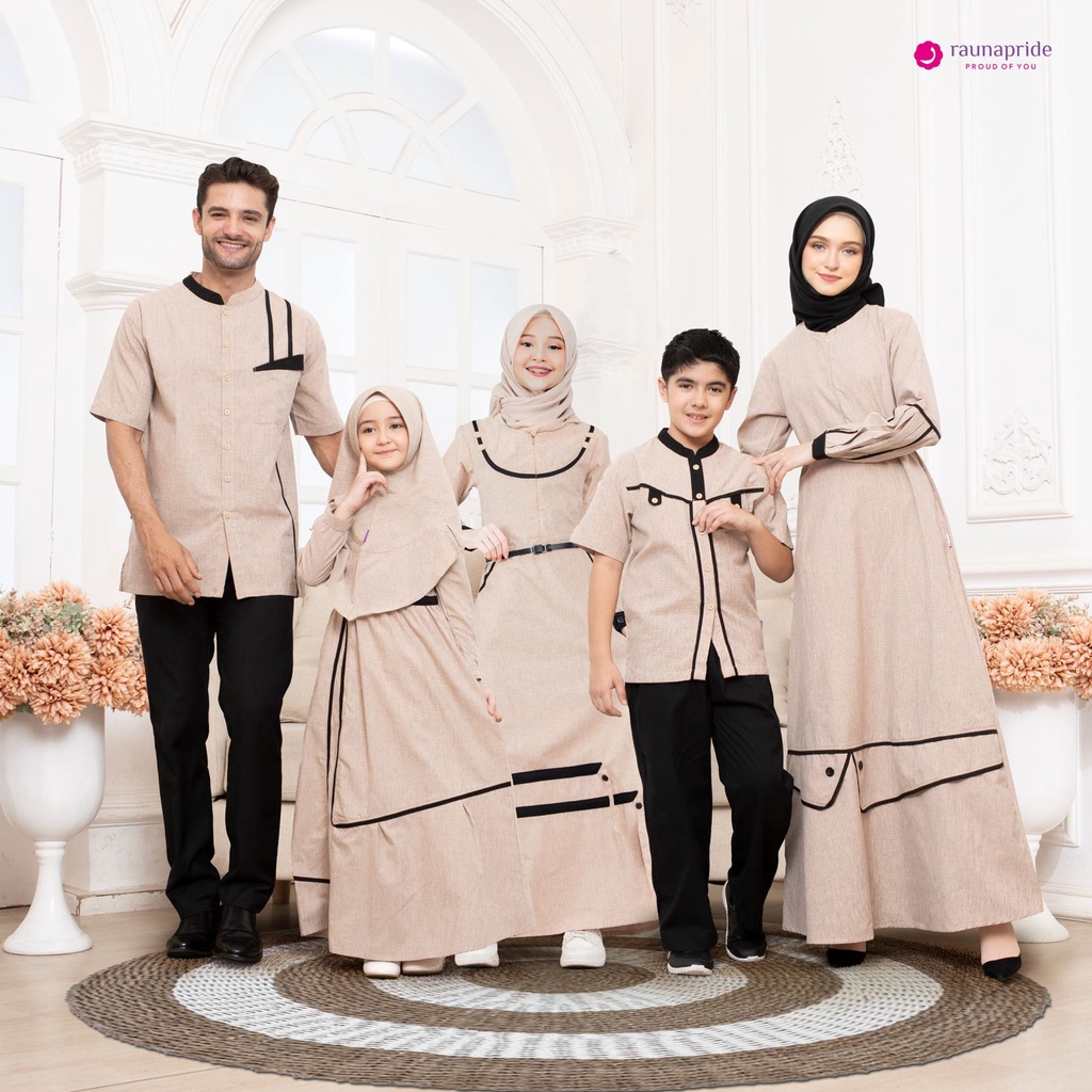 Rauna Gamis Terbaru RGF 04 DUSTY CORAL / Sarimbit Keluarga 2022 / Fashion Muslim