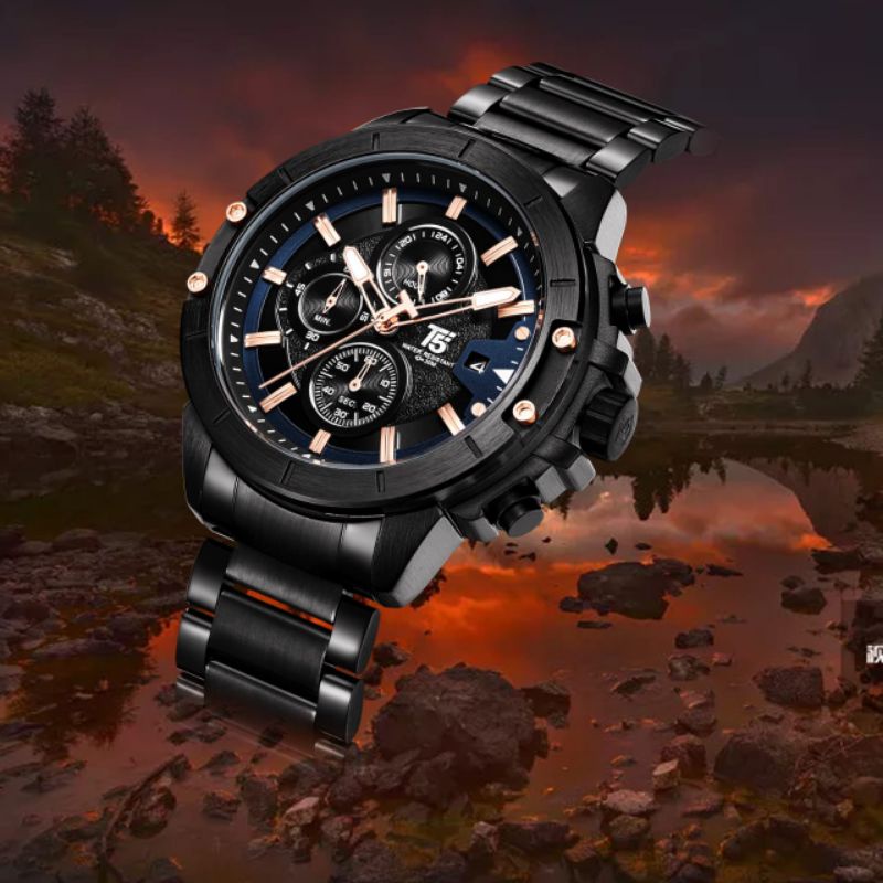 T5 JAM TANGAN PRIA H-3636G H 3636G STRAP STAINLESSSTEEL ORIGINAL