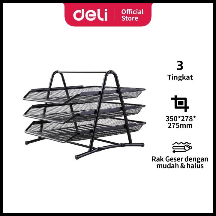 

BEST SELLER !!! DELI E9181 FILE TRAY/TRAY DOKUMEN-3-TIER MESH FILE TRAY TERLARIS