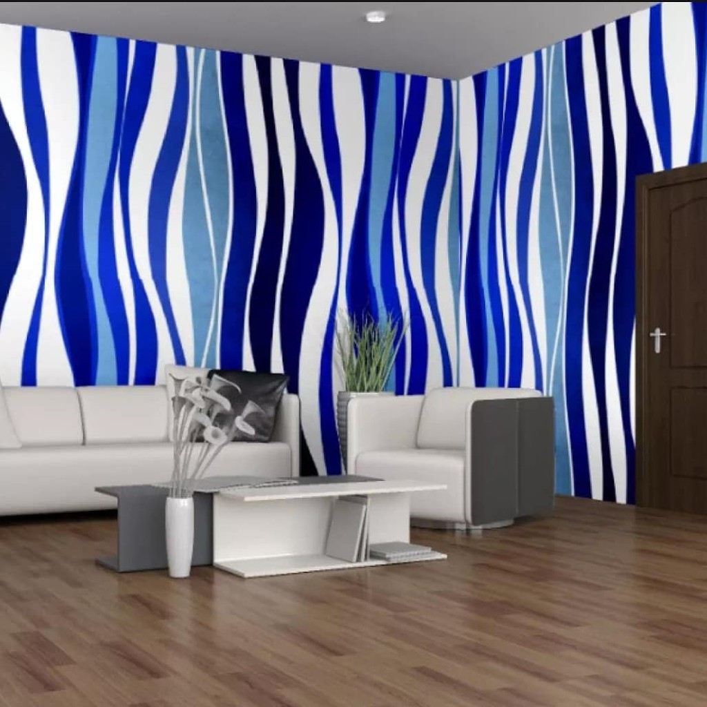 Wallpaper Dinding Motif Zebra Biru Ukuran Panjang 10 Meter x Lebar 45 CM