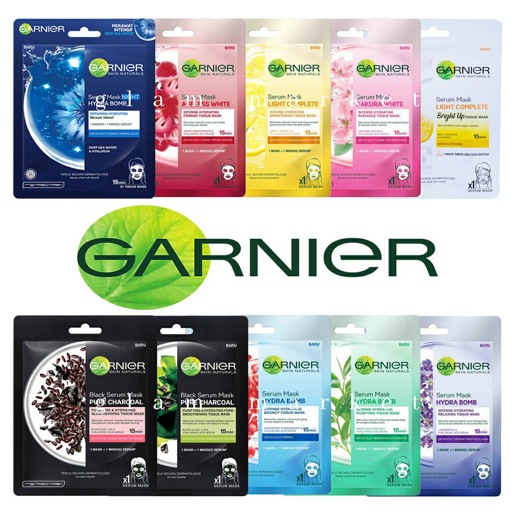 ⭐BAGUS⭐ GARNIER Sheet Mask All Varian / Ampoule / Eye Mask / Men | Masker Wajah + Serum