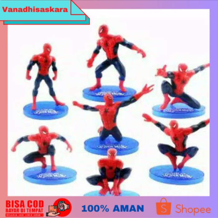 (BISA COD) Action Figure Spiderman Mini Set Pajangan Dan Hiasan Kue Ulang Tahun