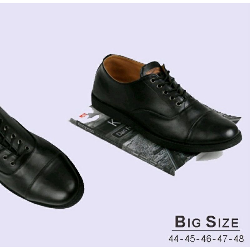 Bisa COD / Pantofel Pria Barack Size JUMBO 44-48 Sepatu Kerja Formal Clasic Cowok Kantoran Kaki Besar Bahan Kulit Hitam, 47