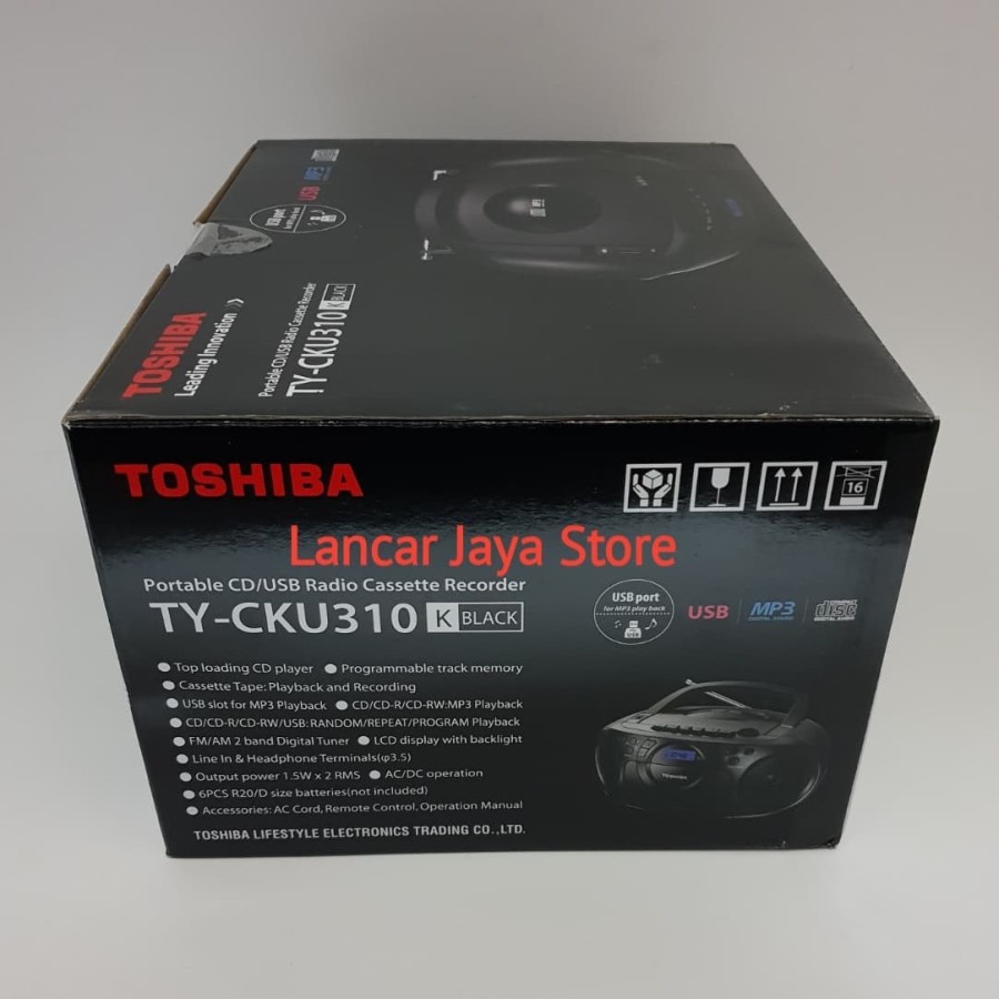 Mini Compo CD Player/Tape Kaset Toshiba TY-CKU310K Black Original