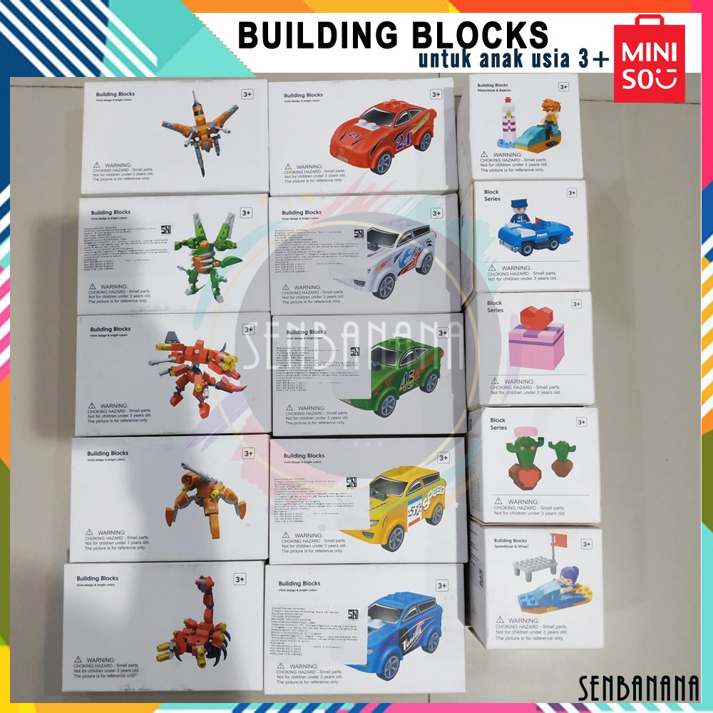 MINISO Building Block Series - mainan anak usia diatas 3 tahun | Race Car, Hornet, Spider, Warrior, 