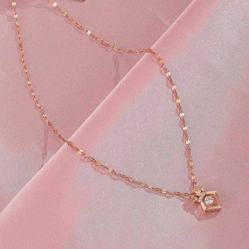 COD!! kalung wanita titanium dancing crown square anti karat import / JJ