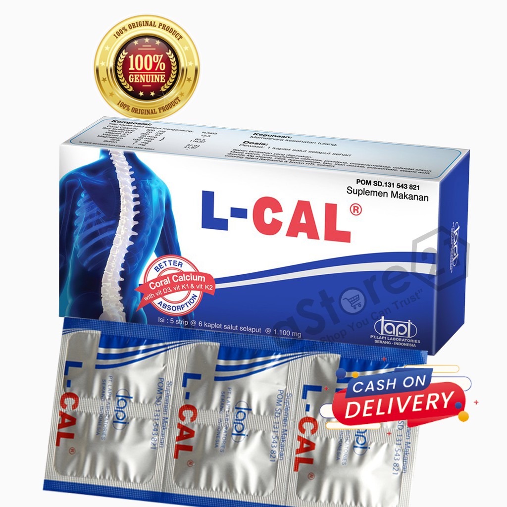 Jual LCal Coral Calcium isi 30 kaplet dengan Vitamin K2 (promo