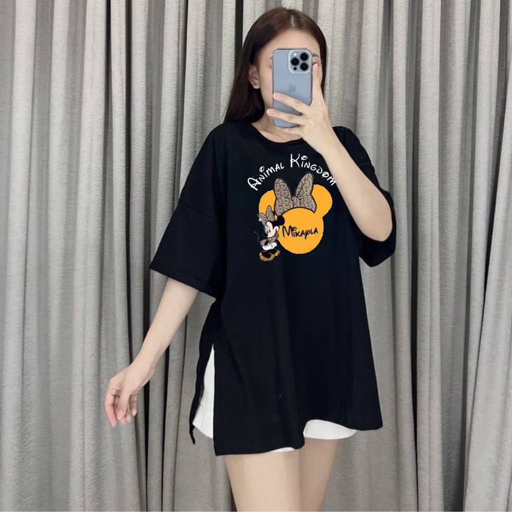 Kaos Wanita Oversize Animal Kingdom Jumbo Belah Samping SIze XXL