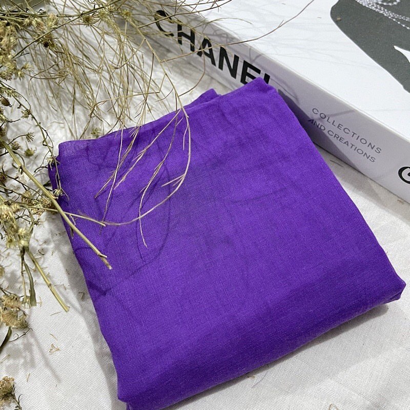 kerudung segi empat bahan katun paris polos premium warna ungu violet tua