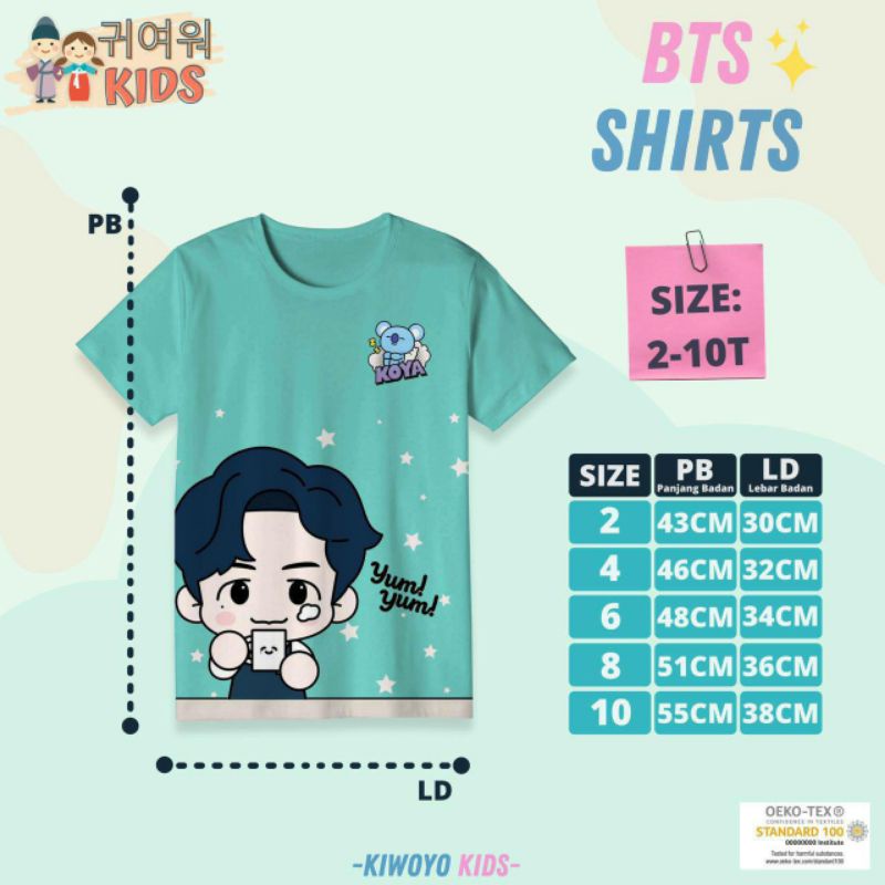 kaos anak BTS 2-10Th/kaos anak perempuan BTS karakter