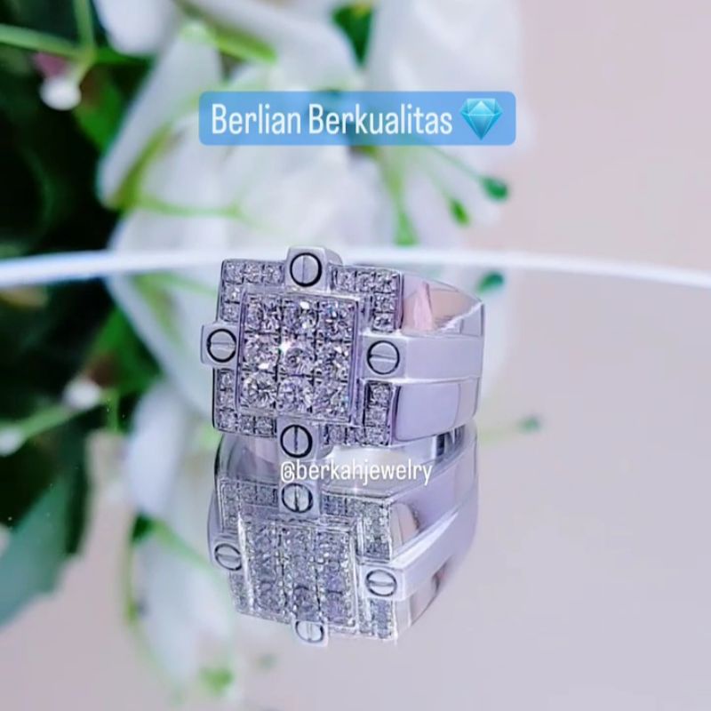 Cincin Cowok Pria Lelaki Berlian Asli Berkualitas (Perak Palladium)