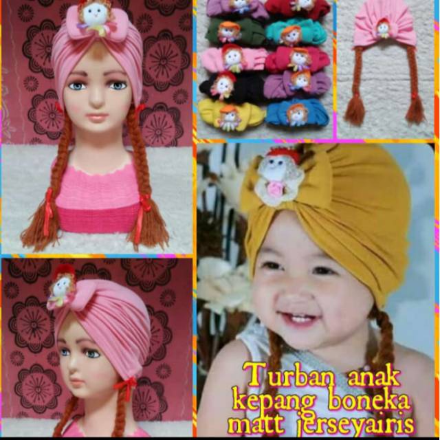 turban anak boneka kepang lucu 0-3thn