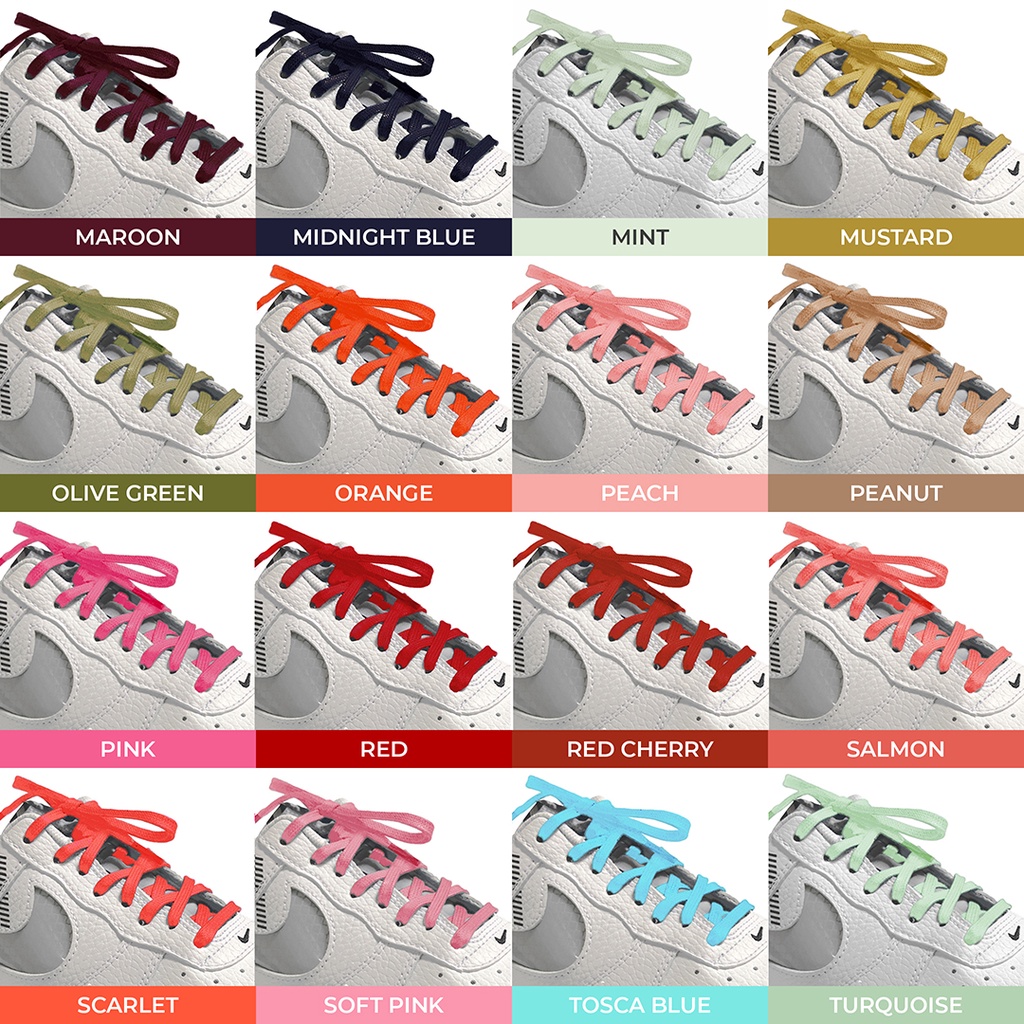 Tali Lilin Gepeng (Finest) 5mm 90cm Aneka Warna Untuk Sepatu Sneakers
