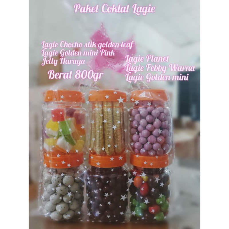 

Paket Manis A Berat 800gr/paket coklat toples mini