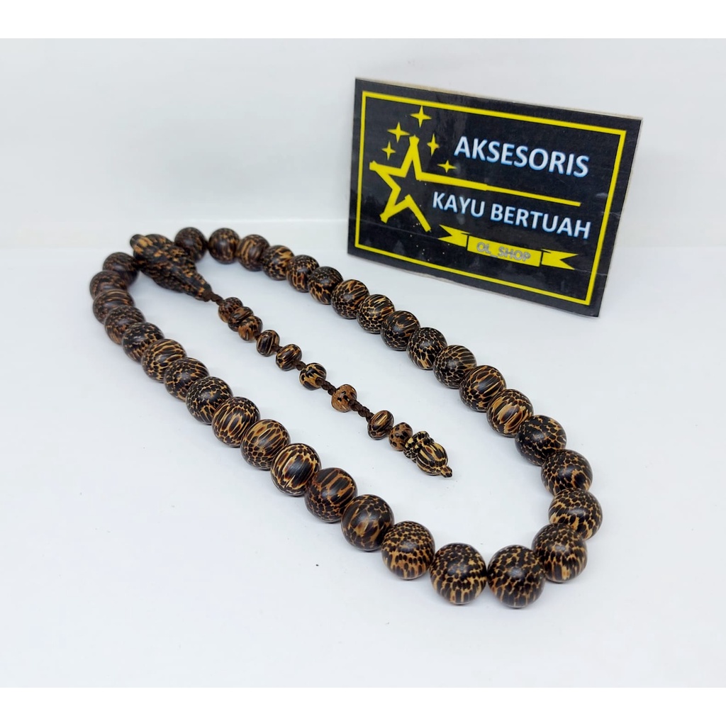 tasbih 33 butir kayu liwung hitam size 12 mm