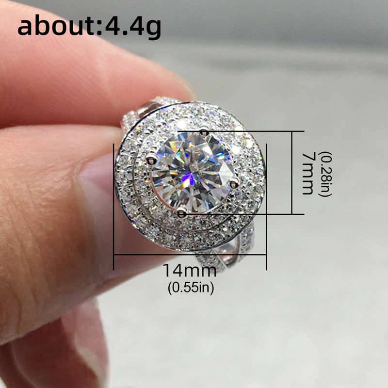 Cincin Bentuk Bulat Bahan Cubic Zirconia Warna Silver Gaya Klasik Untuk Wanita