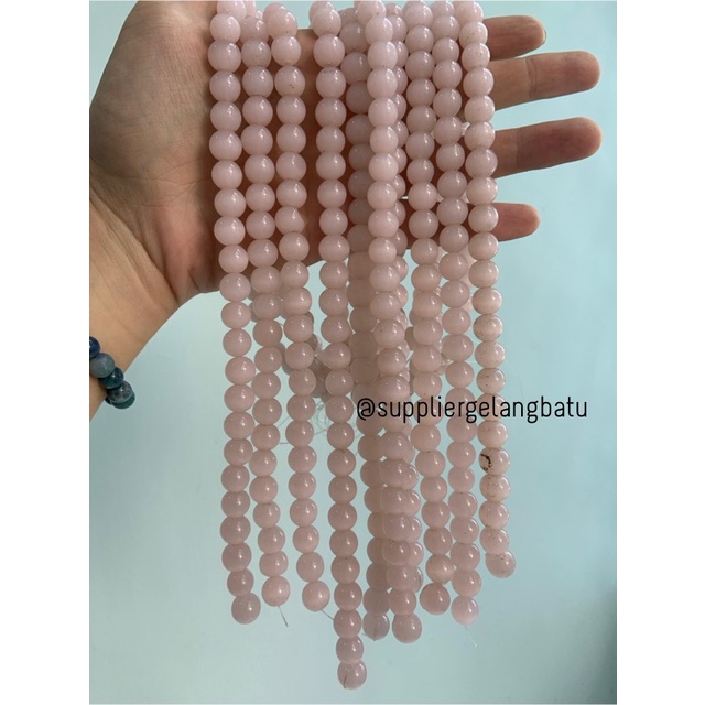 Bahan renceng kalung Gelang PINK CAT EYE 10mm mata kucing natural akik