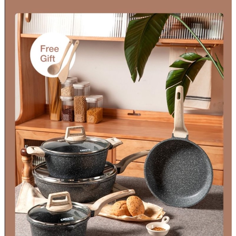 carote granite japanese set kombo hemat saucepan 18cm dan frypan 28cm